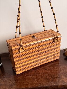 Vintage 1940's Bamboo Purse - Occupied Japan Slat Handbag